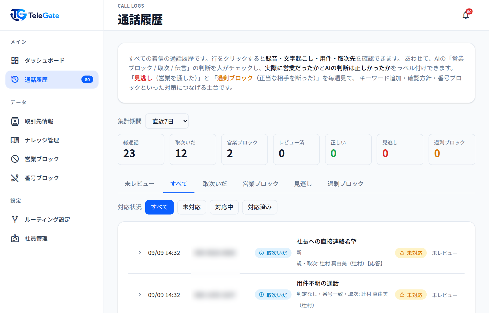 通話履歴