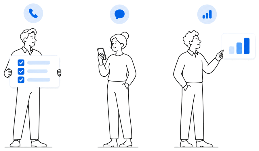 事務・担当者・経営がそれぞれ楽になるイラスト